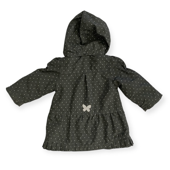 Mexx , girl size 9-12 months, charcoal grey white polka dot spring/fall jacket - Picture 2 of 13